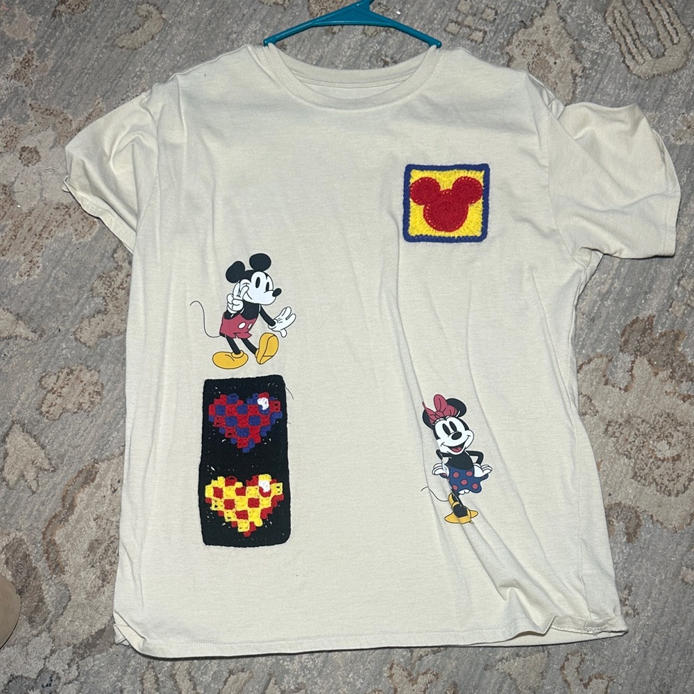 Disney Cream T-Shirt with Mickey and Minnie Designs